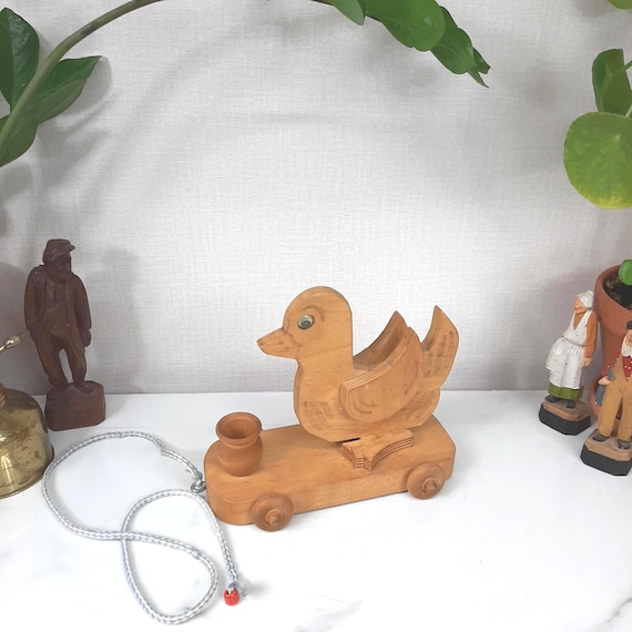 手作りの木製のアヒルの引っ張りおもちゃ - Etsy 日本
