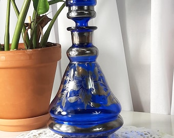 Vintage Cobalt Blue Italian Glass Decanter