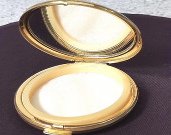 1970年代ヴィンテージ ストラットン・イングランド ゴールドリーフ コンパクト