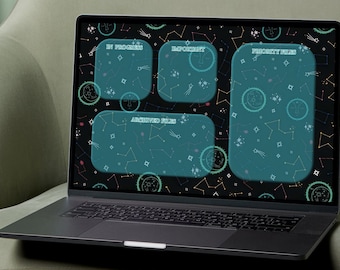 Computer Desktop Organizer Set Wallpaper | original design | Star Sky illutration
