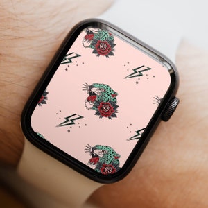 Roar Leopard / 2 colori / Sfondo Apple Watch / Quadrante orologio / design originale