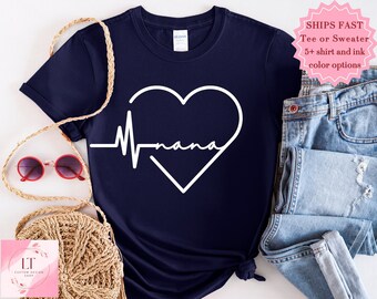 Nana Heartbeat Shirt, Minimalist Grandma Gift, Mothers Day Sweater