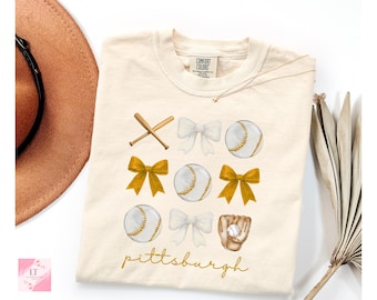 Comfort Colors Coquette Pittsburgh Pirates Team Baseball Bow Shirt Tee