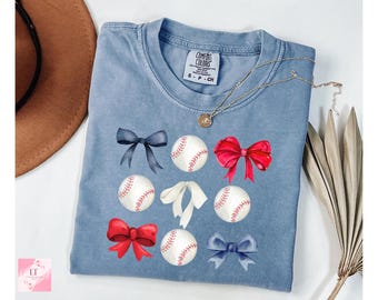Comfort Colors Baseball T-Shirt, Coquette Bows, Atlanta Braves Inspired
