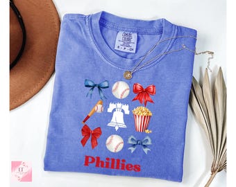 Comfort Colors Baseball T-shirt, Coquette Bows, Phillies, Philadelphia Phillies, Spring Training, Opening Day