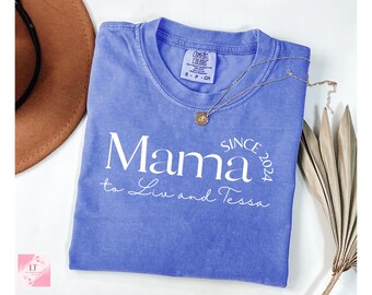 Comfort Colors Vintage Mama T-Shirt, Retro Mother's Day Gift, Personalized Kids Names
