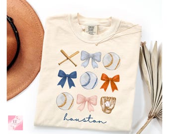 Coquette Houston Astros Inspired Baseball Shirt – Comfort Colors Bow Tee