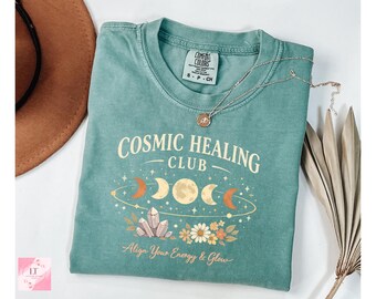 Cosmic Healing Club T-Shirt • Moon Phases Astrology Tee