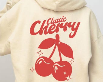 Classic Cherry Retro Red Hoodie, Cherry Sweatshirt, Cherry Hoodie