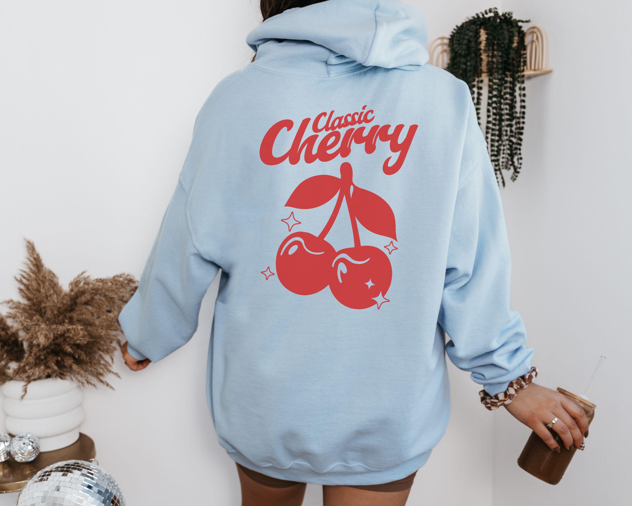 Classic Cherry Retro Red Hoodie, Cherry Sweatshirt, Cherry Hoodie