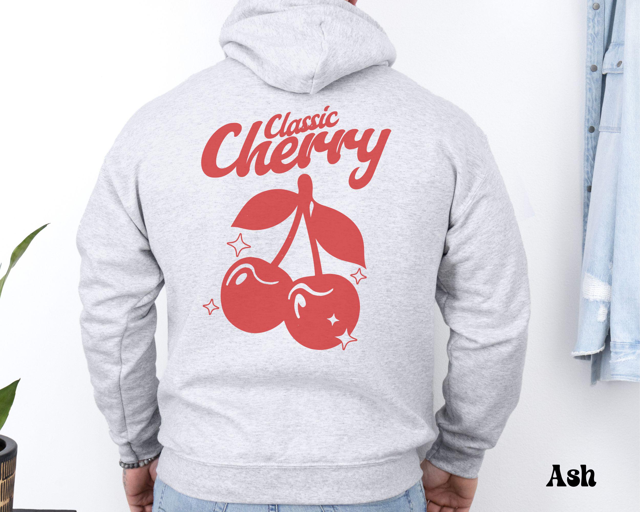 Classic Cherry Retro Red Hoodie, Cherry Sweatshirt, Cherry Hoodie