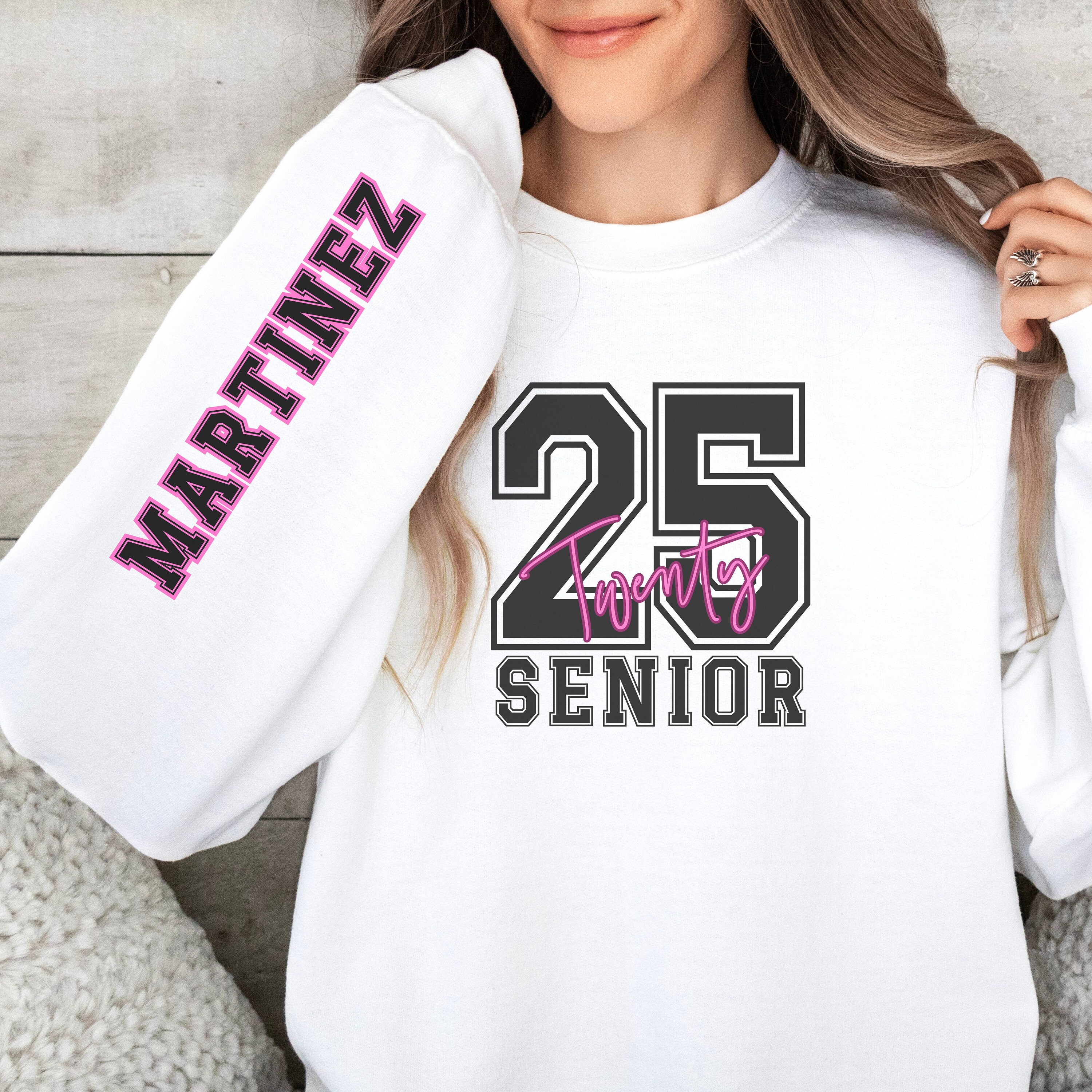CrewTeesApparel Personalized Senior Sweatshirt Class of 2025 Crewneck Sleeve Print Customize Year Graduation Gift Senior Shirt Custom Senior Gift