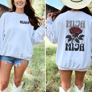 Mija Sweatshirt, Spanish Crewneck, Latina Shirt,  Red Rose, For the Mija in Your Life, Front and Back Print, Sweatshirt for Women and Girls