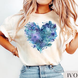 Camiseta de corazón de acuarela Comfort Colors®, regalo de San Valentín, camiseta de corazón colorido, camiseta de corazón de San Valentín, regalo para mamá, regalo estético