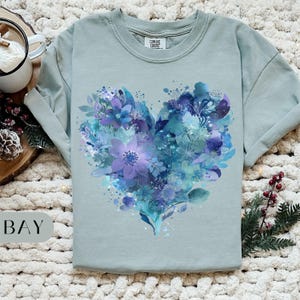 Camiseta de corazón de acuarela Comfort Colors®, regalo de San Valentín, camiseta de corazón colorido, camiseta de corazón de San Valentín, regalo para mamá, regalo estético