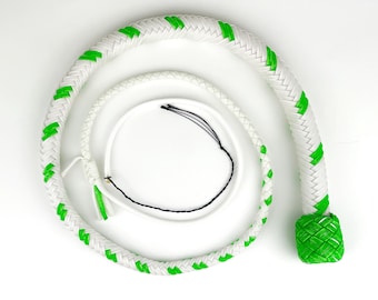 16 Plait 3ft White & Green Nylon Snake Whip
