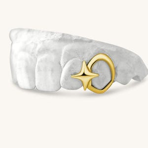 Custom 2 Piece Shooting Star Grillz – Silver, Gold Vermeil, 10K & 14K Gold | Handmade Grillz Set, Personalized Tooth Jewelry, Grillz for Her