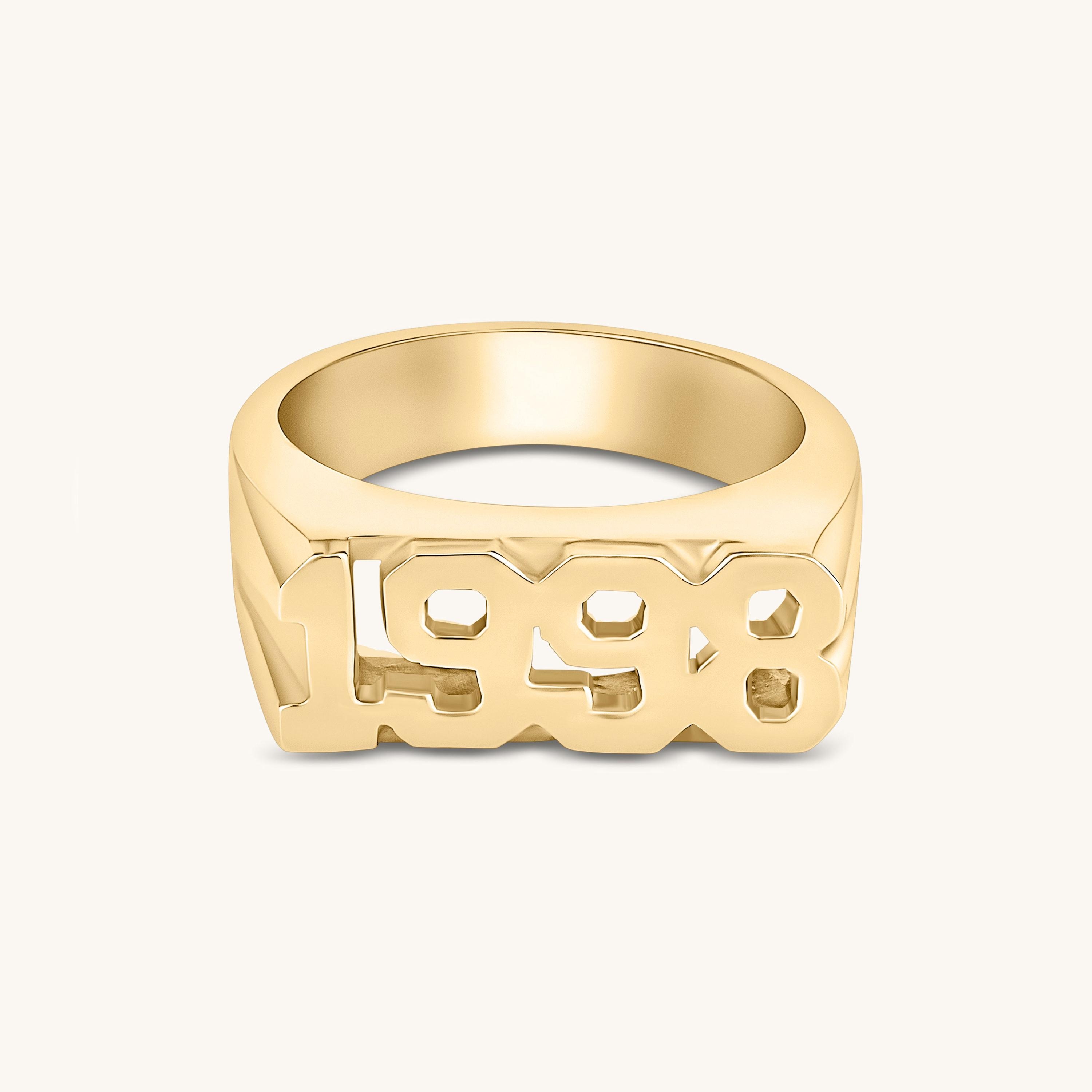 Personalized Varsity Number Year Ring – Custom Year Ring in 925 Silver, Gold Vermeil, 10K & 14K Gold | Graduation Gift, Number Ring for Her