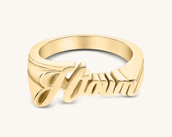 Hometown Varsity Script Ring – Custom City, State, or Hometown Ring in 925 Silver, Gold Vermeil, 10K & 14K Gold | Personalized Jewelry Ring