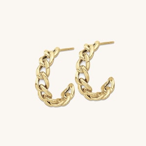 Cuban Link 25mm Curb Hoop Earrings – Chunky Curb Chain Hoops in 925 Silver, & Gold Vermeil | Bold Statement Earrings, Gift for Her