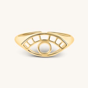 Evil Eye Protection Ring – Good Luck Ring in 925 Silver, Gold Vermeil, 10K & 14K Gold | Dainty Spiritual Jewelry, Gift for Her