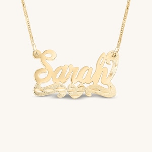 Bodega Heart Nameplate Necklace – Custom Name Jewelry - 925 Silver, Gold Vermeil, 10K & 14K Gold | Personalized Gift for Her, Name Pendant