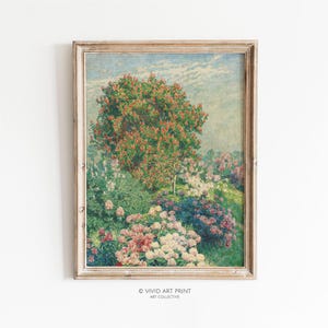 Vintage Impressionist Garden Scene Art Print (Digital Download)