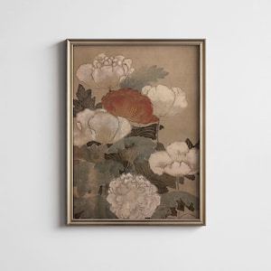 PRINTABLE Vintage Floral Painting Wall Art | Japanese Botanical Flower Home Decor | Cottagecore Digital Download | Vivid Art Print SL-217