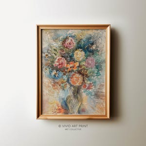 PRINTABLE Flower Bouquet Wall Art | Cottage Core Romantic Watercolor Vintage Decor Digital Download | Vivid Art Print JD-181