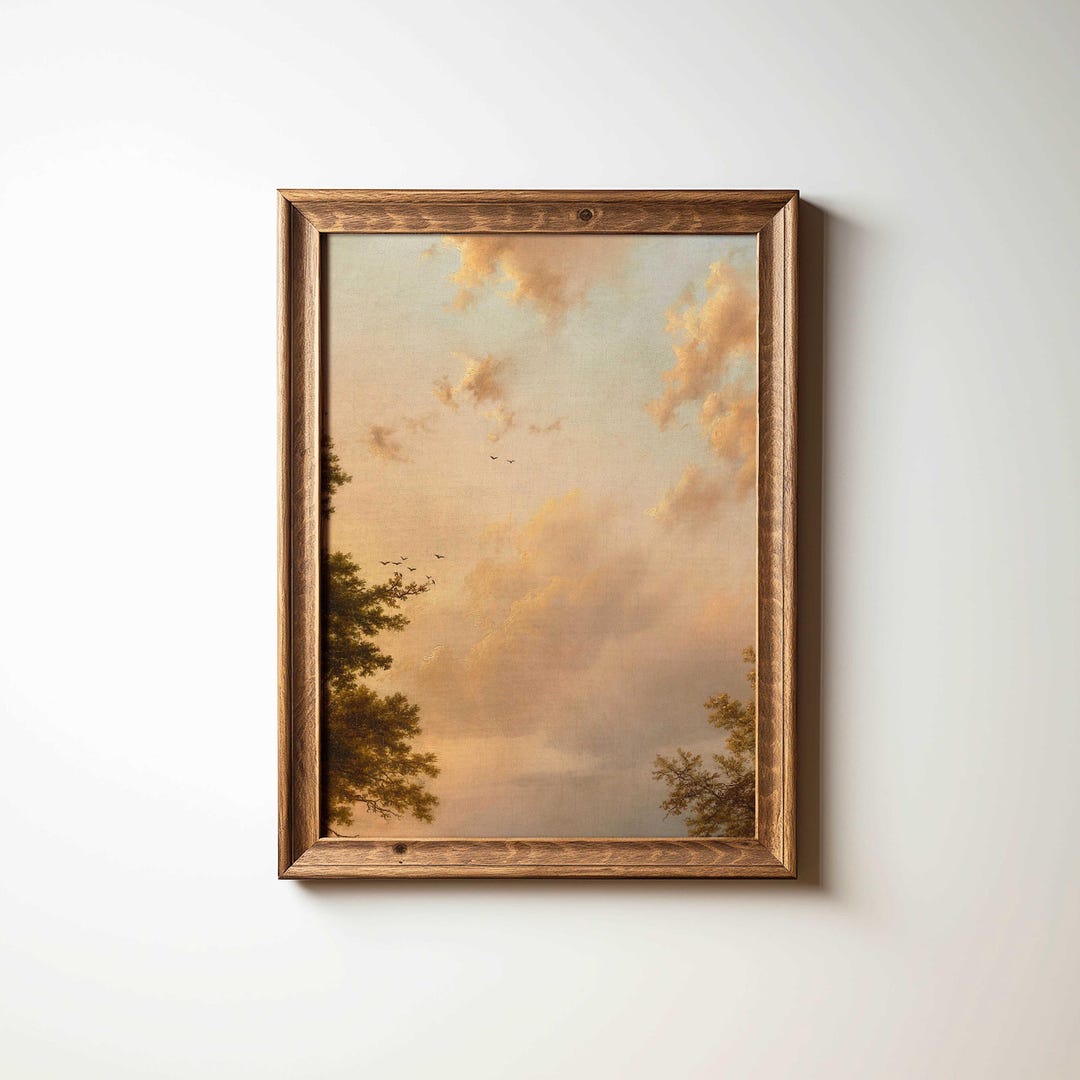 PRINTABLE Romantic Sunset Art | Vintage Landscape Cloud Painting ...