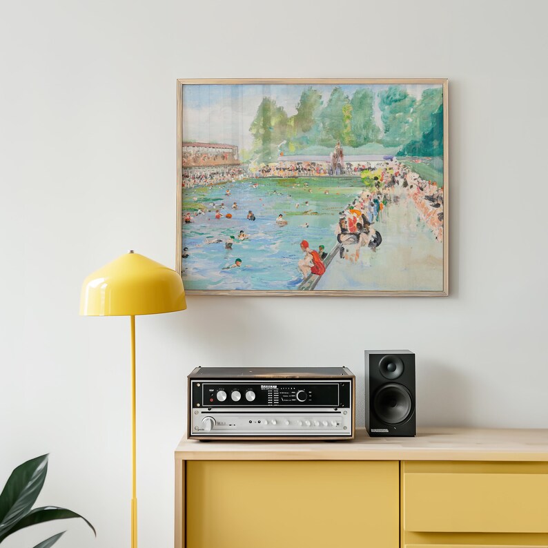Vintage PRINTABLE Swimming Pool Wall Art | Retro Summer Outdoor Cottage ...