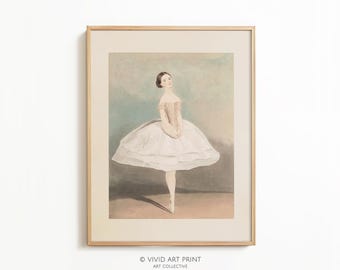Vintage Ballerina Pastel PRINTABLE Wall Art | Antique Nursery Watercolor Girls Room Decor Digital Downloadable | Vivid Art Print CW-181