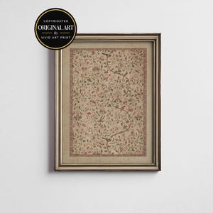 Antique Silk Textile Design PRINTABLE Wall Art | Vintage Neutral