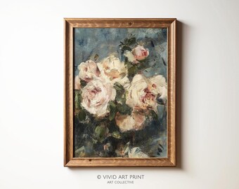 Vintage Roses Still Life Art Print: Antique Floral Home Decor (Digital Download)
