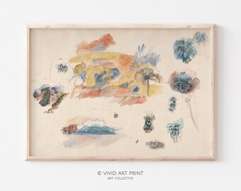 Abstract Landscape Watercolor printable Wall Art | Vintage Farmhouse Botanical Elements Home Decor Digital Download | Vivid Art Print AR-307