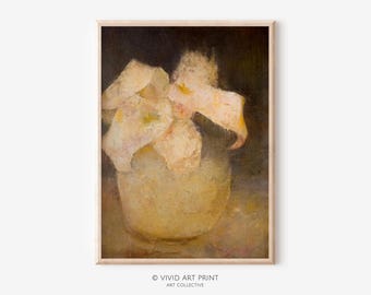 Vintage Floral Still Life Print: Muted Cottagecore Art (Digital Download)