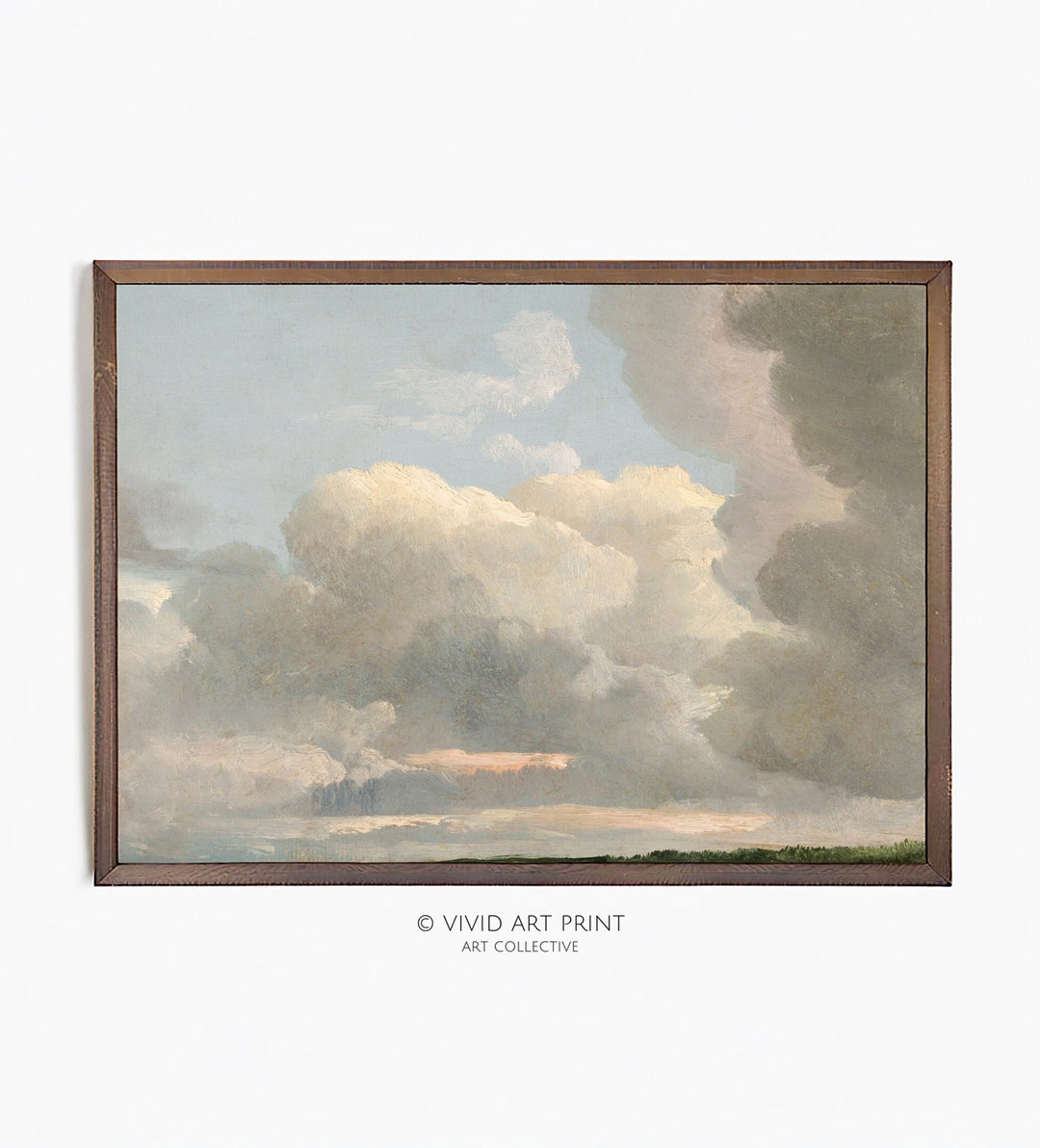 Vintage Cloud Study Painting: Muted Antique Sky Art (digital Download ...