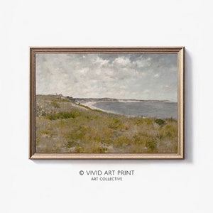 Vintage Coastal Landscape Art Print: Impressionist Seascape (Digital Download)