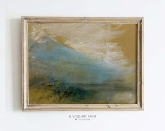 Paisaje abstracto vintage imprimible, arte de pared / Pintura al óleo en tonos neutros apagados, impresión artística digital descargable / Impresión artística vívida HB-307