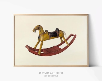 Vintage Rocking Horse Print: Antique Nursery Art (Digital Download)