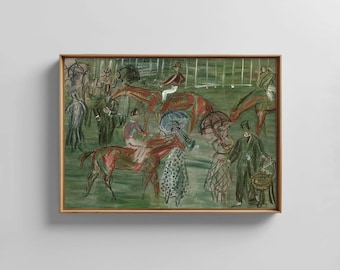 落ち着いたレースデーヴィンテージプリントウォールアート | モダンエクエストリアンコテージコアデコレーション デジタルダウンロード | 鮮やかなアートプリント RD-741