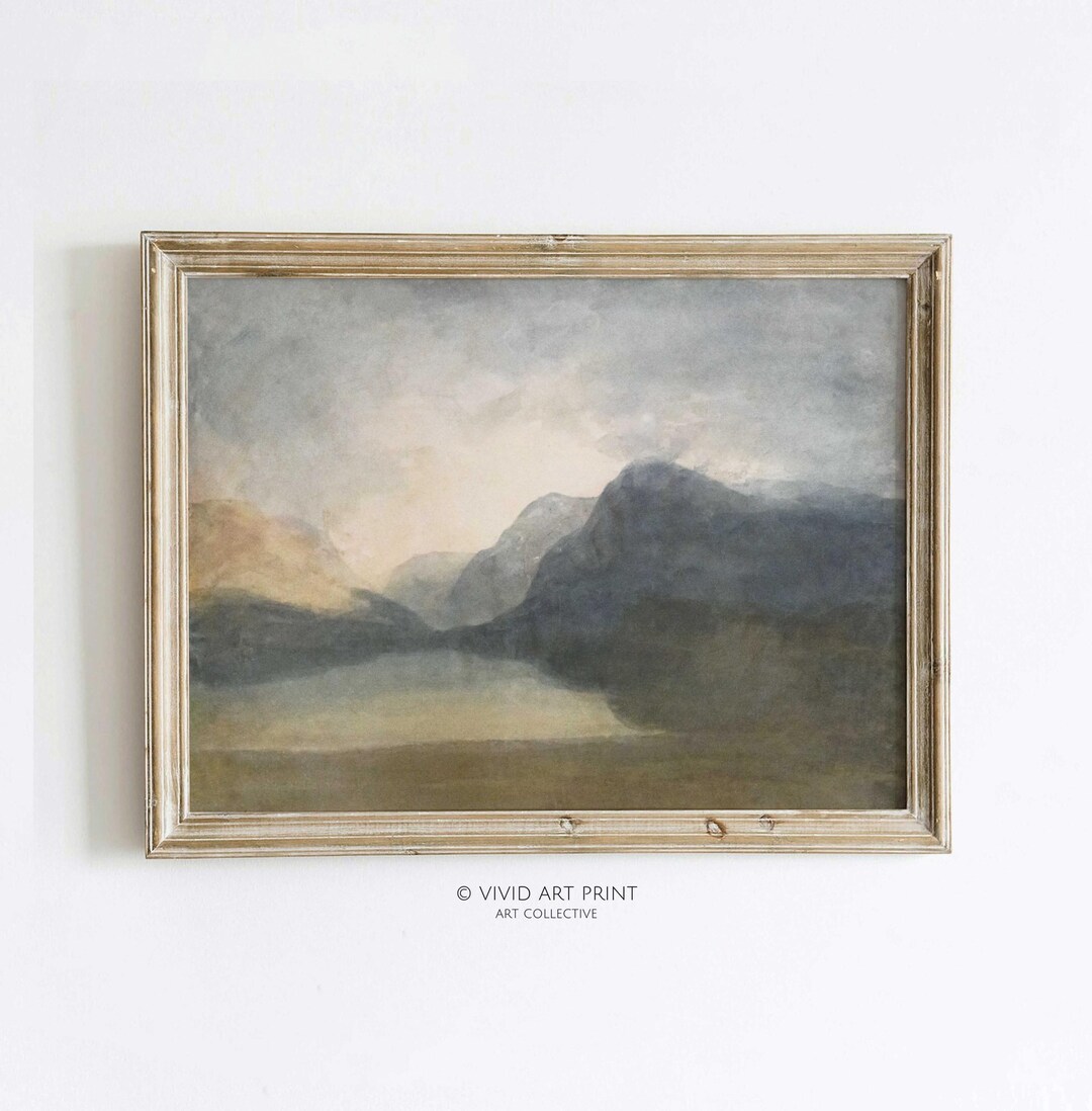 Misty Mountains Landscape PRINTABLE Wall Art | Vintage Abstract Fine ...