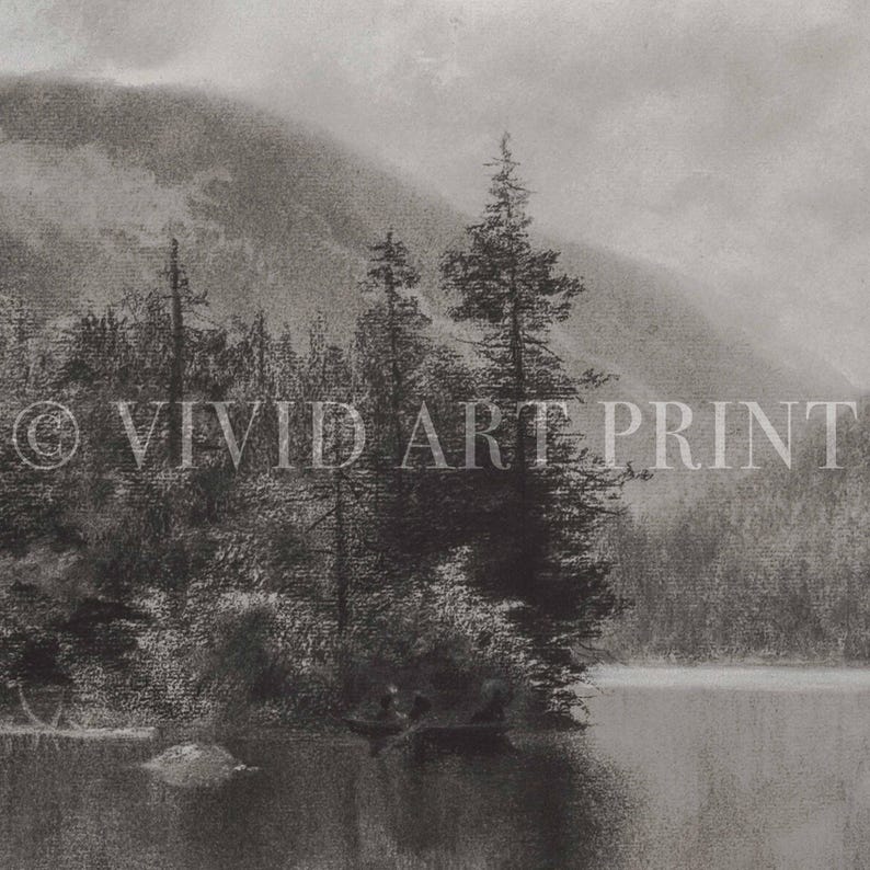 Misty Mountain Lake PRINTABLE Wall Art | Vintage Cottagecore Landscape ...