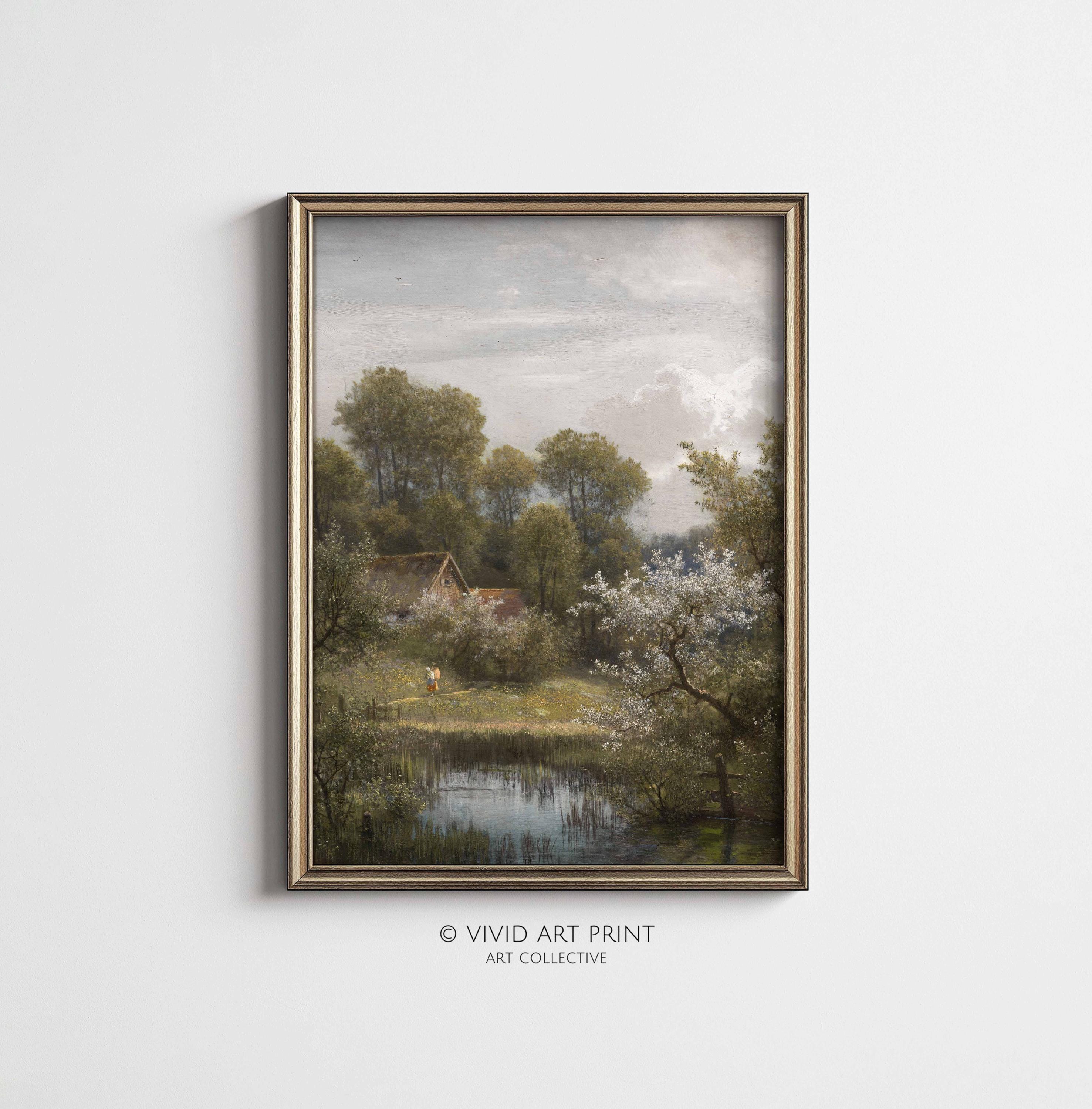 Vintage Spring Landscape PRINTABLE Wall Art | Antique Cottage Core ...