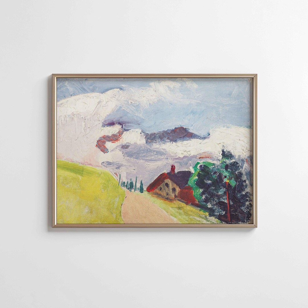 Vintage Abstract Landscape PRINTABLE Art | Rustic Countryside Modern ...