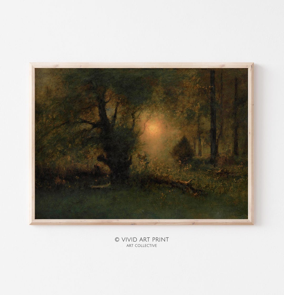Moody Forest Landscape Painting: Vintage Printable Wall Art (digital ...