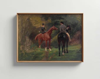 Vintage Equestrian Portrait PRINTABLE Fine Art | Romantic Horse Riders Cottage Core Digital Download Wall Decor | Vivid Art Print FB-306