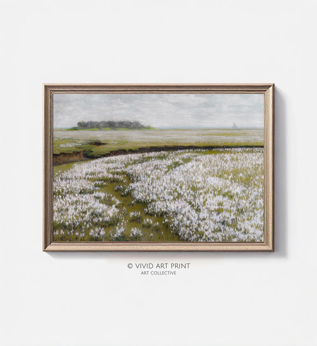 自然・風景写真 花のアート　A3 額装済み　作品プリント 夏の野原の風景画アートプリント：アンティークな花の絵画（デジタル