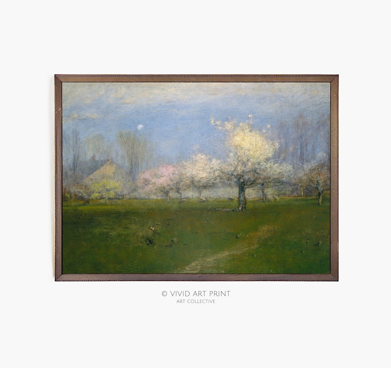 Muted Spring Blossom Landscape PRINTABLE Art | Vintage Moody Home Decor ...