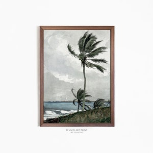 Impresión de palmeras de acuarela para la playa: Decoración costera (Descarga digital)